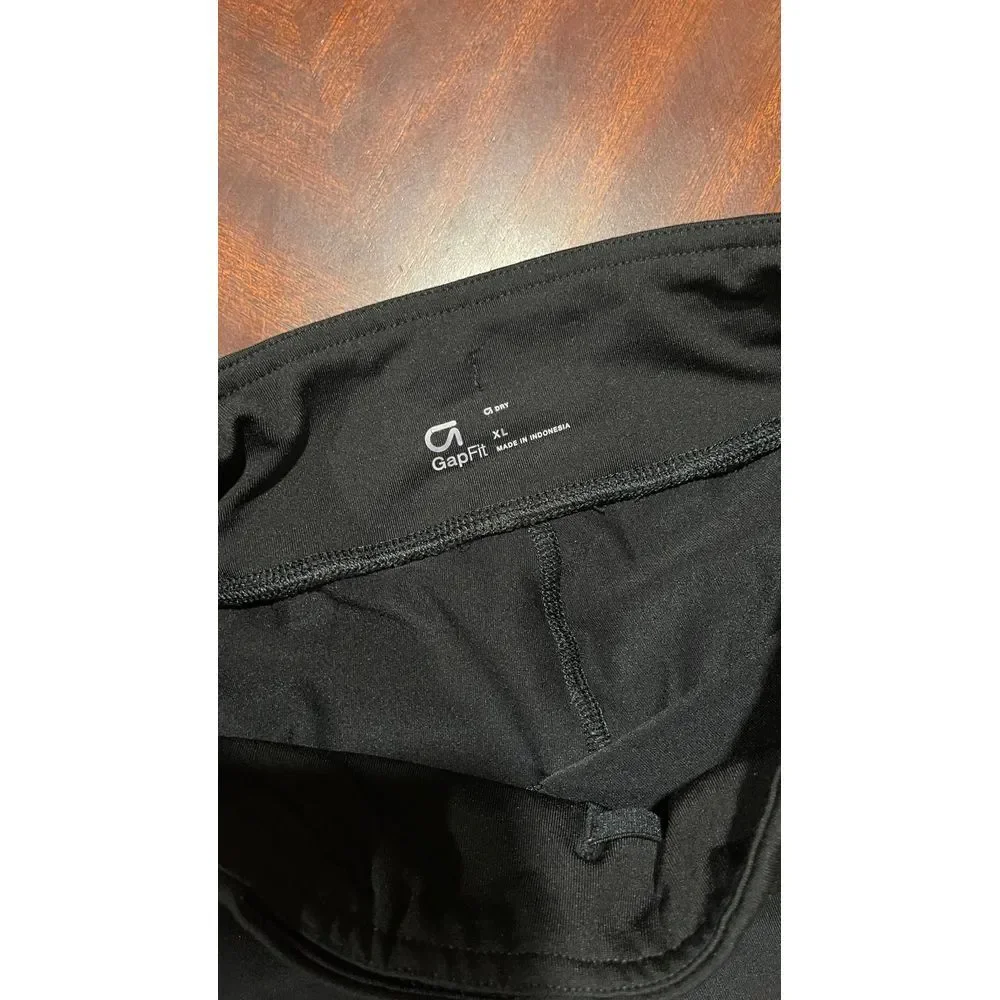 GapFit Kids Black Cropped Leggings‎ G-Dry Athletic Pants Zipper Pocket XL